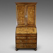 A Rare William & Mary Burr Elm Bureau Bookcase