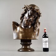  A Very Large French Bronze Bust Of Jesus Christ