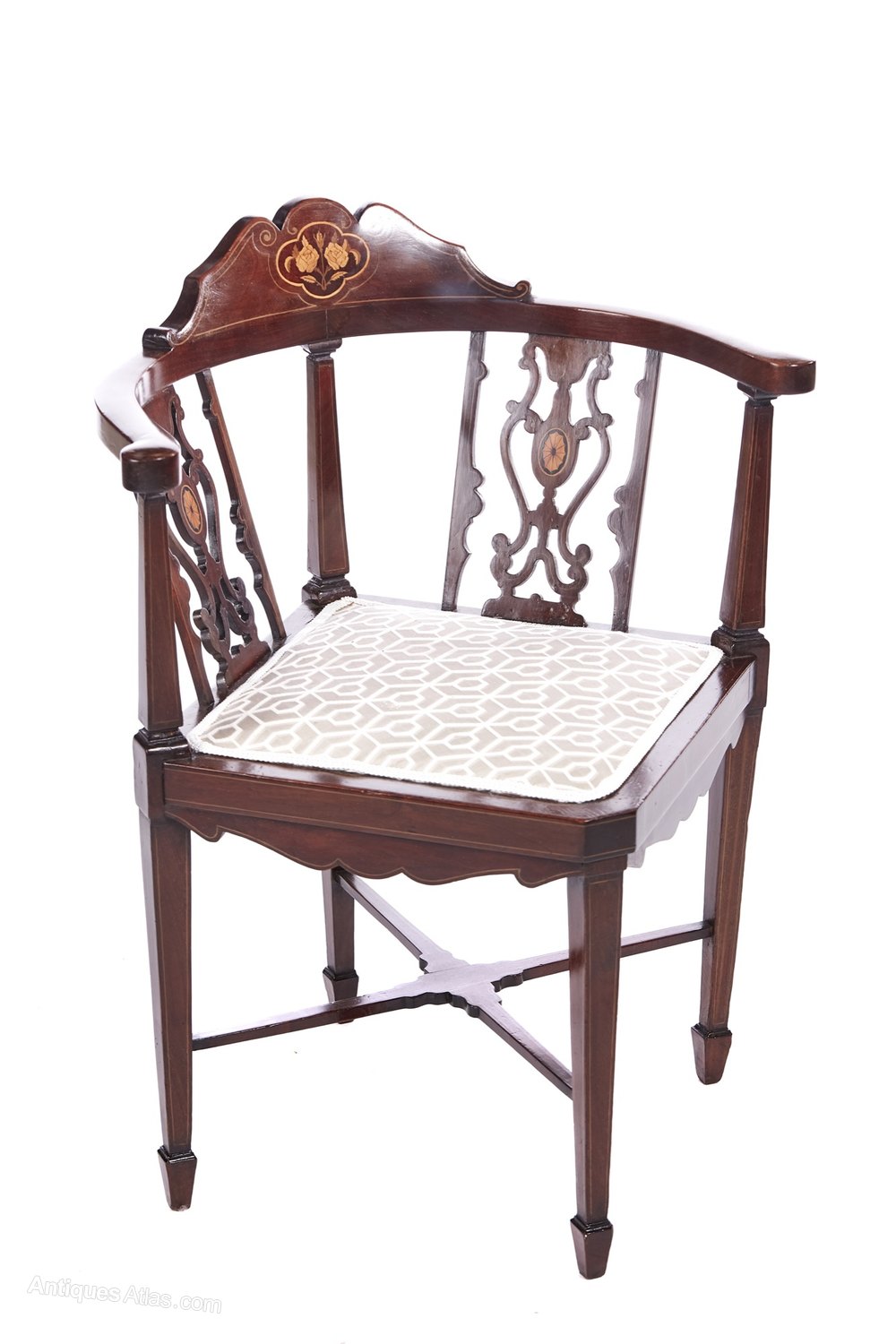 Antique Edwardian Inlaid Mahogany Corner Chair Antiques Atlas