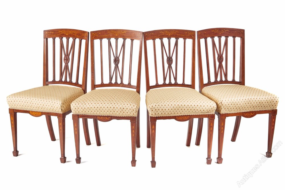 Set Of 4 Mahogany Inlaid Dining Chairs Antiques Atlas