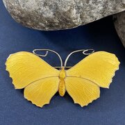 Antique English Silver & Enamel Butterfly Brooch
