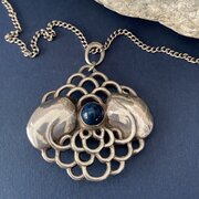 Arts And Crafts Silver & Malichite Pendant. 