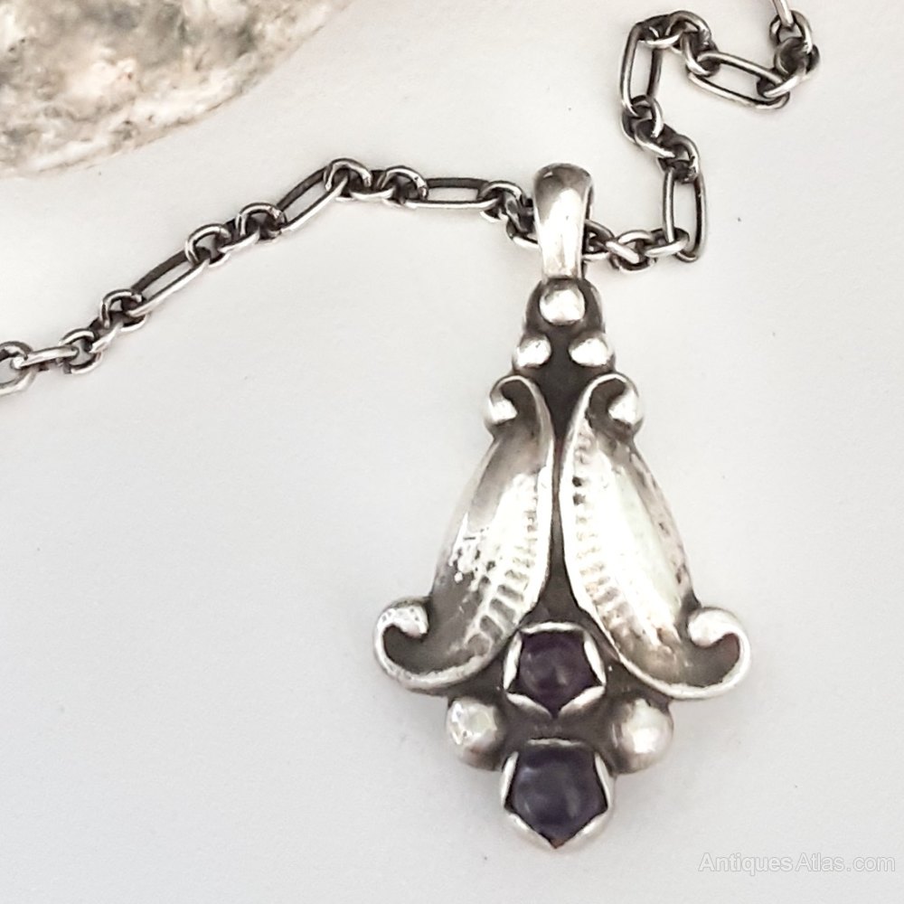 GEORG JENSEN 1993 アメジスト ヘリテージ シルバーネックレス Georg