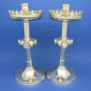 Pair Of Victorian Gothic Brass Candlesticks