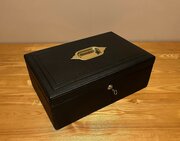 Antique Parkins  Gotto black leather despatch box