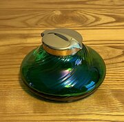 Art Nouveau Bohemian Iridescent Glass Inkwell
