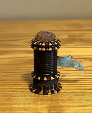 Tunbridge Ware Tape Measure, Pin Cushion & Waxer