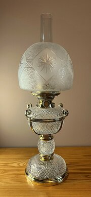 Victorian Cut Glass Oil Lamp - Hinks Burner