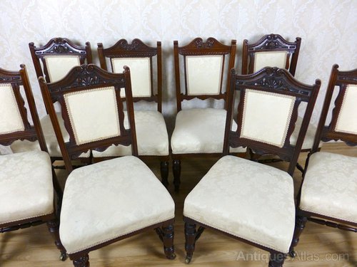8 Mahogany Cream Upholstered Dining Chairs - Antiques Atlas - 8 Mahogany Cream Upholstered Dining Chairs - Antiques Atlas