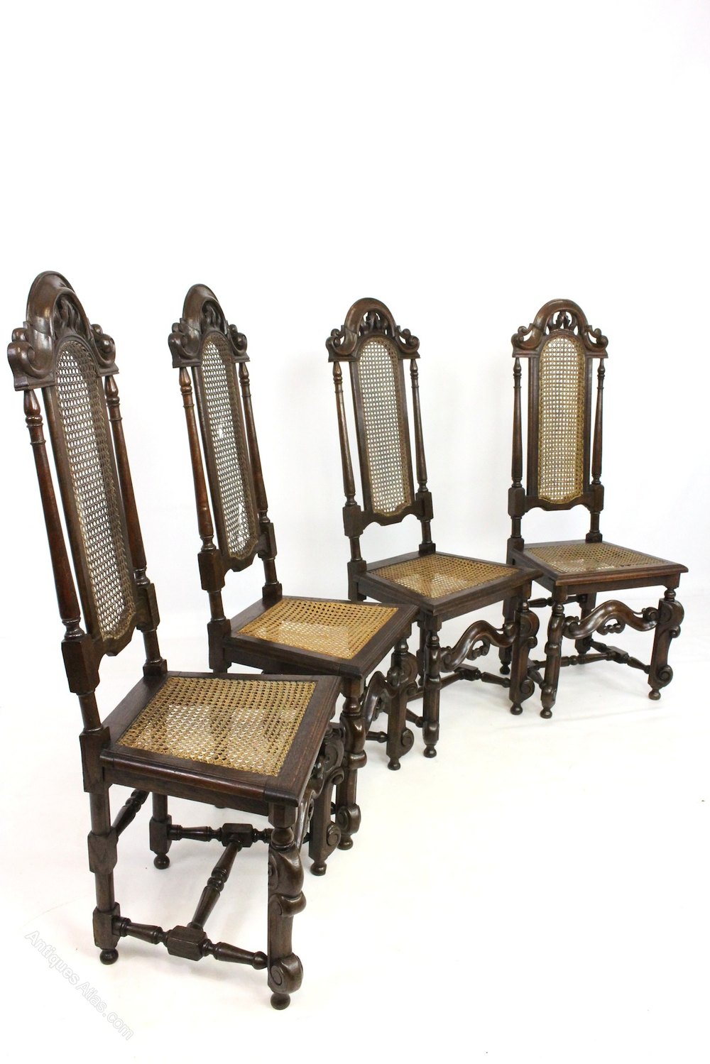 Set Of 4 Oak Jacobean Style Bergere Dining Chairs Antiques Atlas Set Of 4 Oak Jacobean Style Bergere Dining Chairs