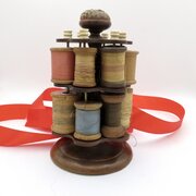 19thC Cotton Reel Holder With Pin Cushion