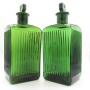 A Matched Pair Of Large Green Poison Bottles