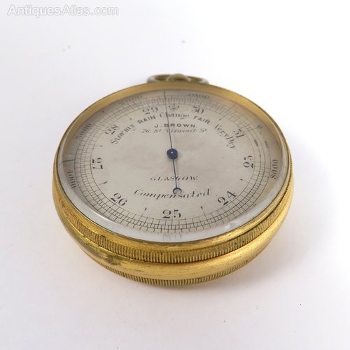 Antiques Atlas Brass Pocket Barometer In Original Morocco Outer