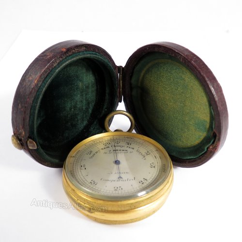 Antiques Atlas Brass Pocket Barometer In Original Morocco Outer