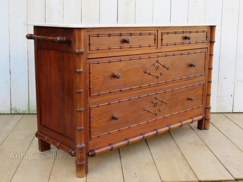 Antique Faux Bamboo Marble Top Chest Of Drawers Antiques Atlas