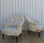 Pair Of Vintage French Tub Chairs For Reupholstery