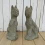 Pair Of Weathered Stone Garden Cat Ornaments