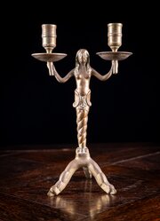 19th Century Bronze Mermaid Candle Holder