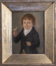 Early 19th Century Boy With Bird (American School)