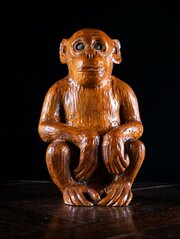 Large Early 20th Century Carved Chinese Monkey