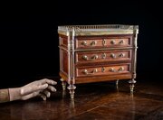 Miniature Louis XVI Mahogany Bronze Marble Commode