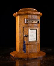 Octagonal Country House Oak Pillar Post Box C1900