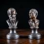 Pair Bronze Busts of Hippocrates and Lysimachus