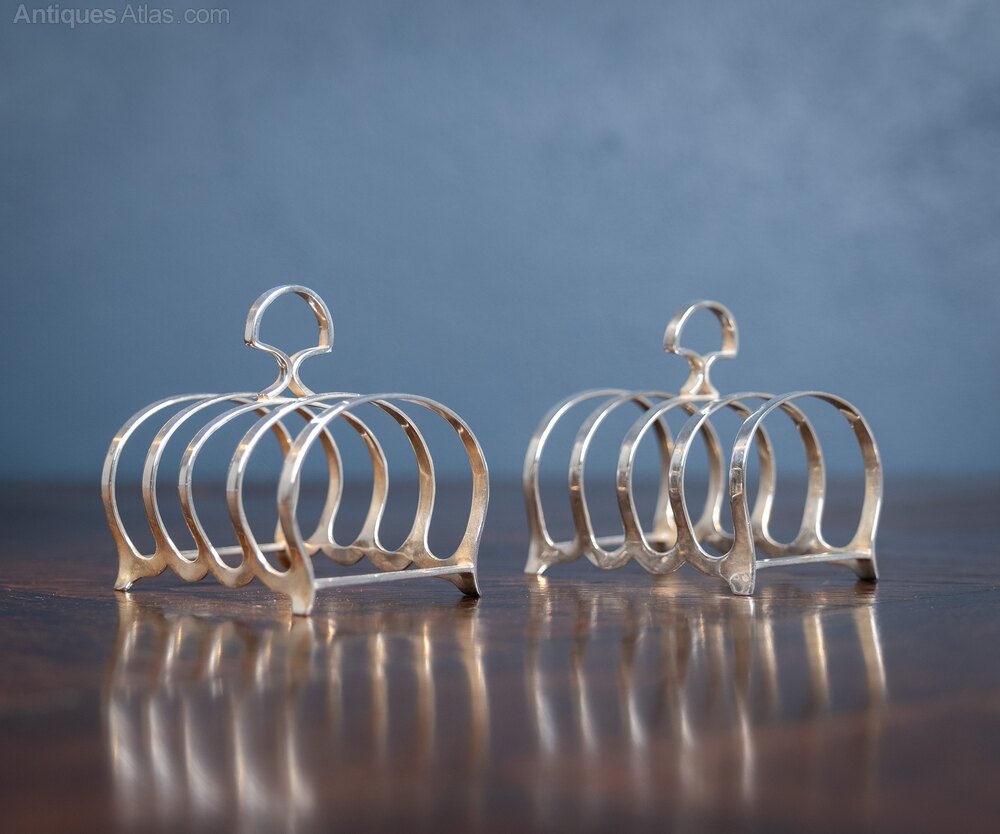 Antiques Atlas - Pair Of Art Deco Sterling Silver Toast Racks 1926