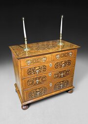 William and Mary Period Marquetry Inlaid Walnut Ch