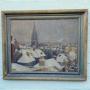 Early 20th C winter cityscape oil on canvas