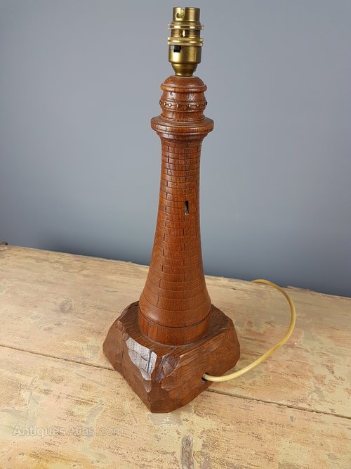 Carved Oak Lighthouse Lamp Carved Oak Lighthouse Lamp