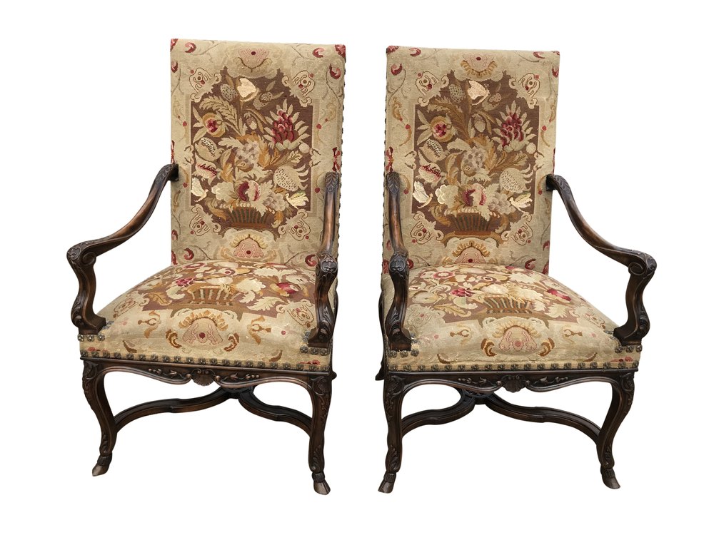 Antique Pair Of French Open Armchairs as371a397 - Antiques Atlas