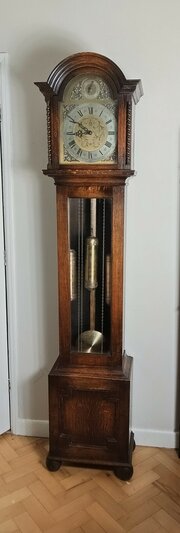 1920s Quarter Chiming Oak Grandmother Longcase Clo