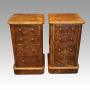 Pair of Victorian burr walnut bedside chests