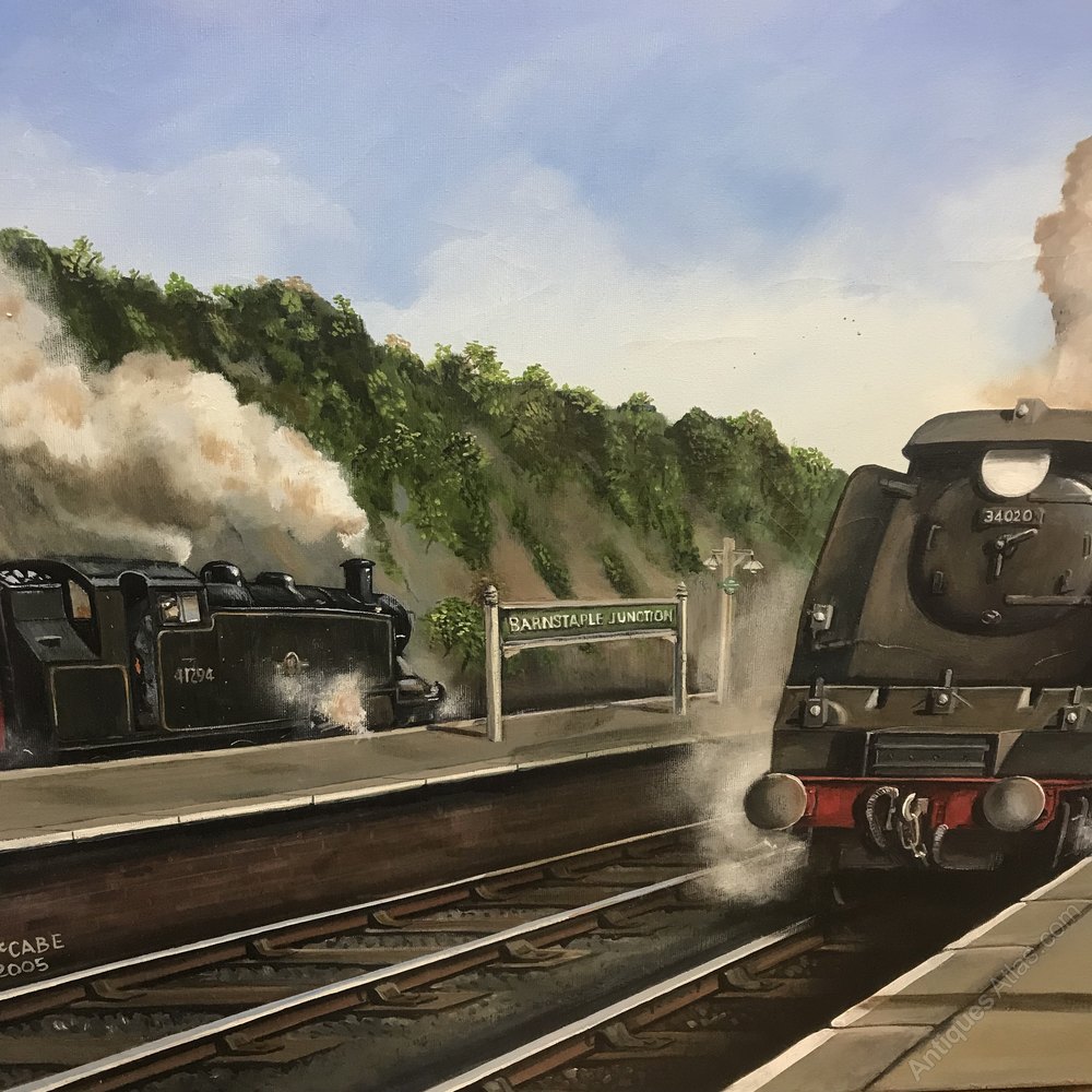 Antiques Atlas Steam Train Oil Paintings Barnstaple Junction