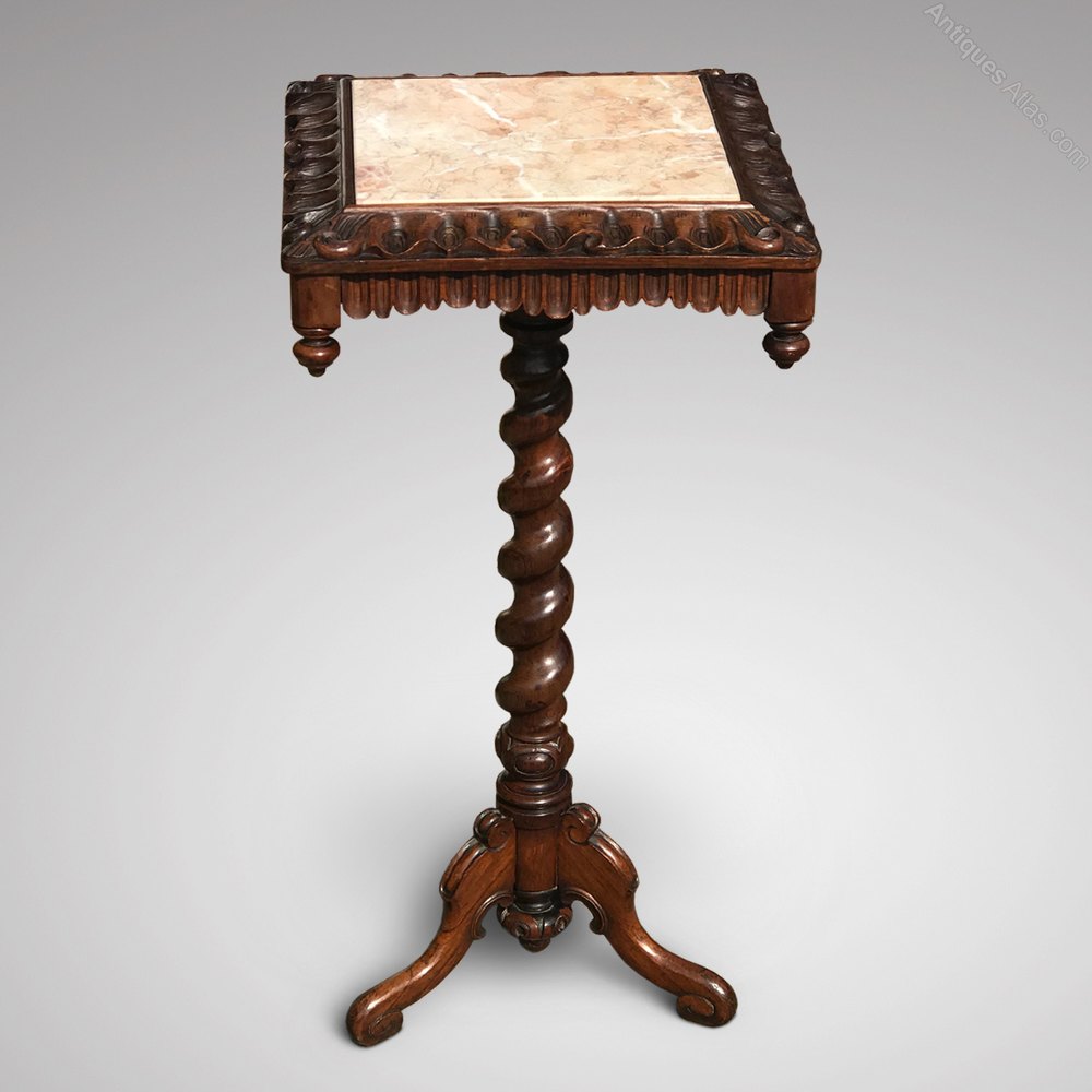 19th Century Rosewood Lamp Table With Marble Top