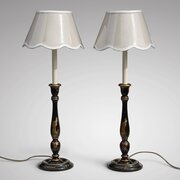  Pair Of Antique Lacquered Chinoiserie Table Lamps