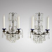 Pair Of Antique Swedish Crystal Wall Lights