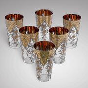 Set Of 6 Vintage Venetian Gold Decorated Glasses