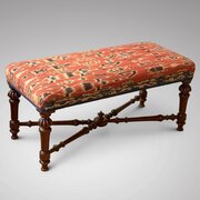 William LV Mahogany  Kilim Covered Footstool 