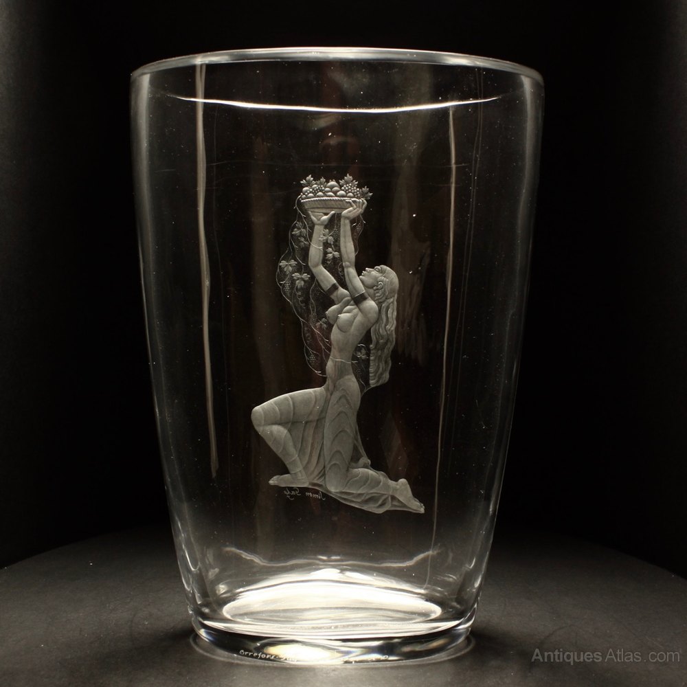 Antiques Atlas 1941 Orrefors Simon Gate Josephine Baker Glass Vase