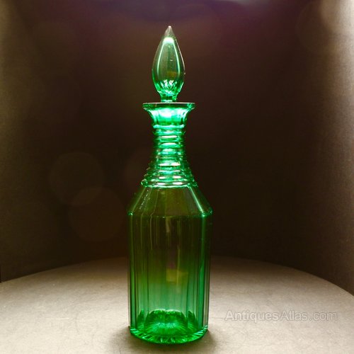 Vintage Green Glass Long Neck Wine Decanter w Handle Wine Vintage Green Glass Long Neck Wine Decanter w Handle Wine