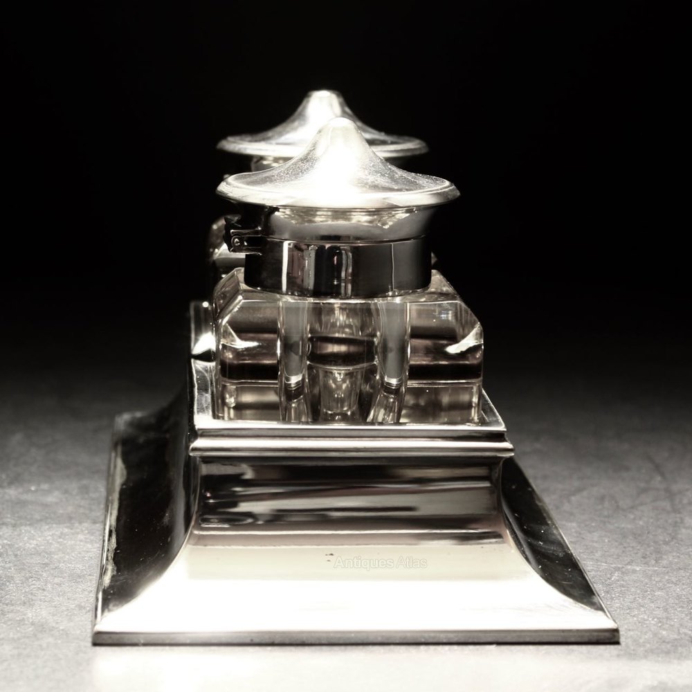 Antiques Atlas Art Deco Hukin & Heath Silver Desk Inkwell C1930s