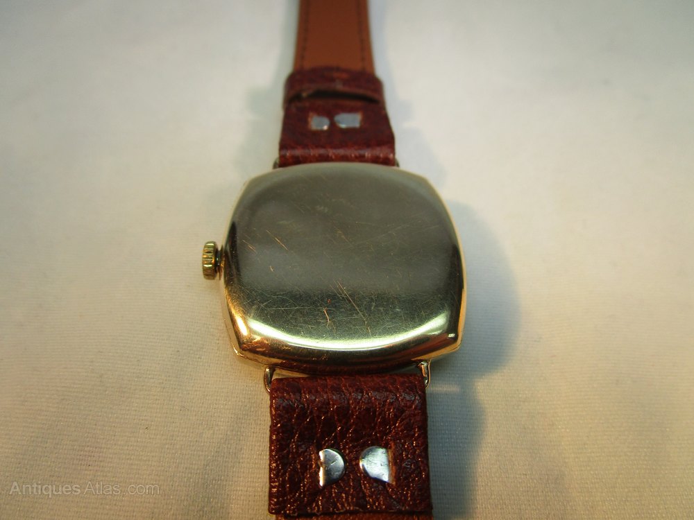 Antiques Atlas Vintage Longines 9ct Gold Cushion Case Wristwatch