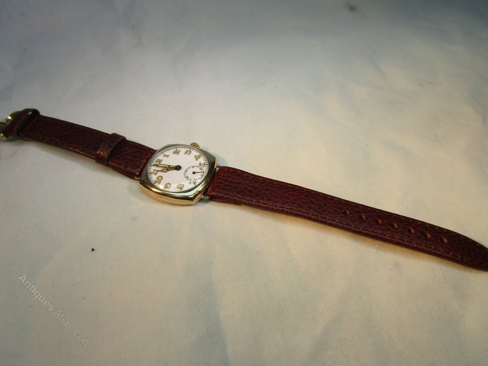 Antiques Atlas Vintage Longines 9ct Gold Cushion Case Wristwatch