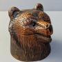 Carved Wood Black Forest Bear Head inkwell
