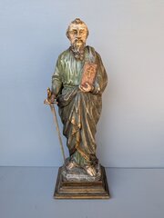 Early 19th C Carved Wooden Figure of Saint Paul