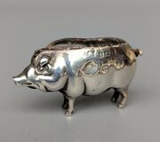 Edwardian Silver Pig Pin Cushion