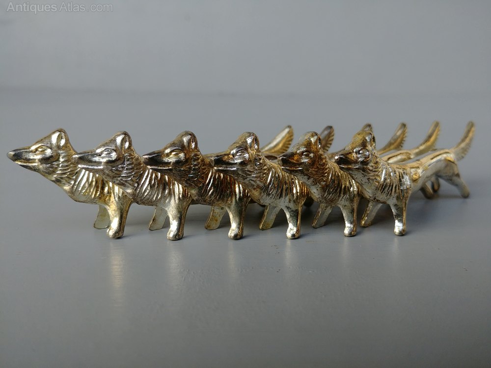 Antiques Atlas - Set Of 6 Vintage Fox Knife Rests as1038a072 / HC1677