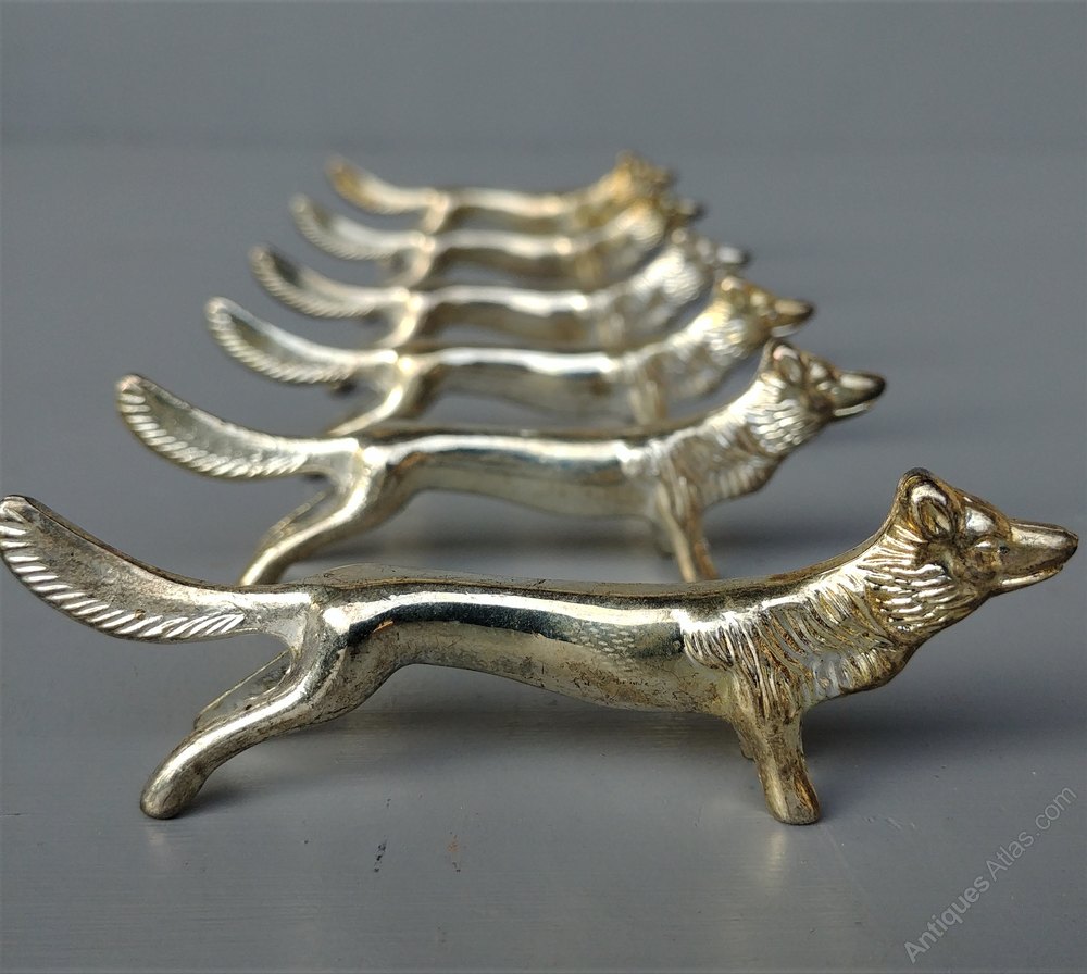 Antiques Atlas - Set Of 6 Vintage Fox Knife Rests as1038a072 / HC1677